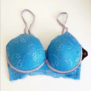 Secret Lace Blue Lace Push Up Bra
